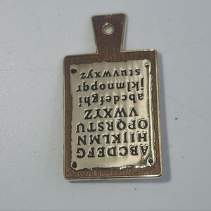 NEW vintage Brass Alphabet Plate charm pin hornbook teacher English
